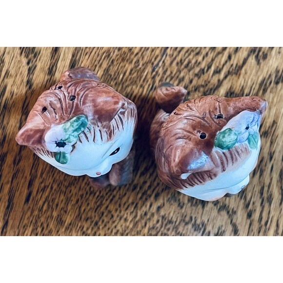 VTG Anthropomorphic Cat Kitten 1950’s Kitsch Salt and Pepper Shakers W Stoppers - Picture 6 of 8